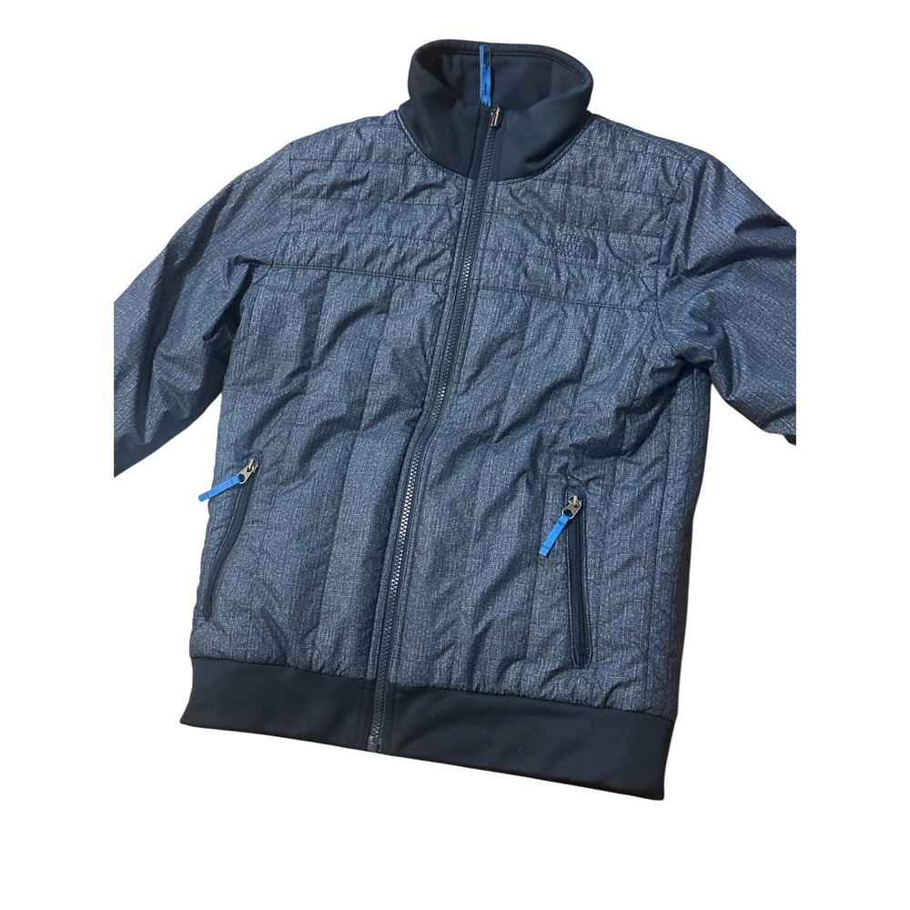 Reversible The North Face Boys Lined Jacket Size M Blue Grey Quilted Zip Up
